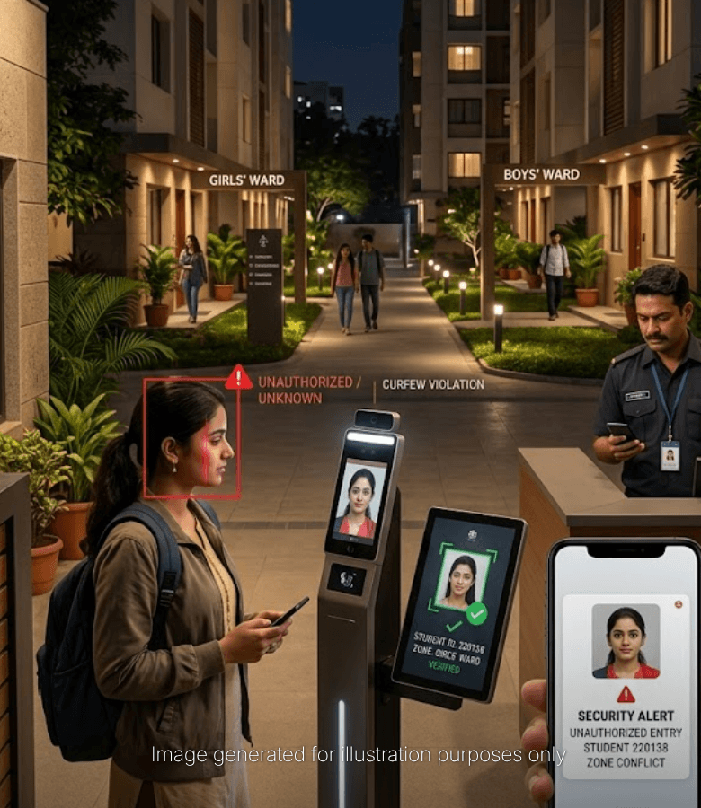 Face Recognition Deployed Across Student Hostel Facility to Enforce Zone Compliance and Round-the-Clock Safety